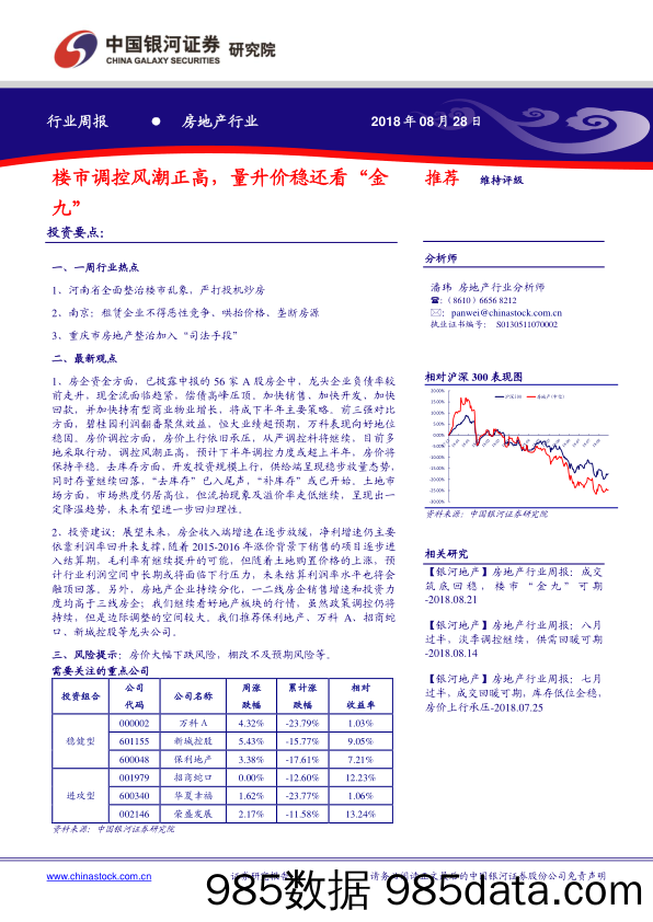 房地产行业周报：楼市调控风潮正高，量升价稳还看“金九”_中国银河