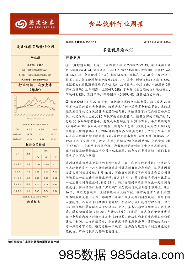 食品饮料行业周报：多重视角看双汇_爱建证券插图