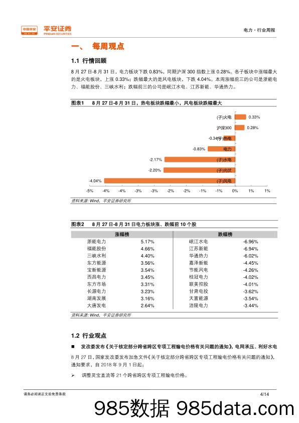 电力行业周报：输电价格调整利好水电，煤机市场电量占比、价差扩大_平安证券插图3