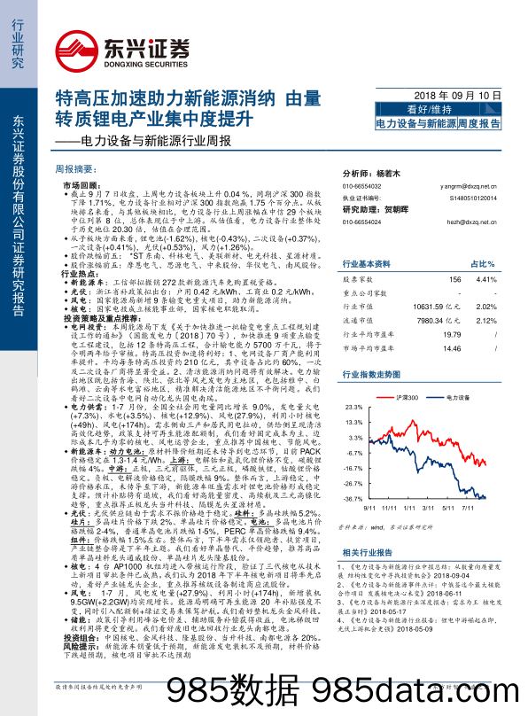 电力设备与新能源行业周报：特高压加速助力新能源消纳 由量转质锂电产业集中度提升_东兴证券