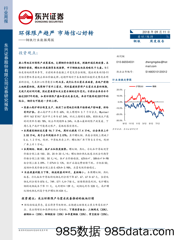 钢铁行业数据周报：环保限产趋严，市场信心好转_东兴证券