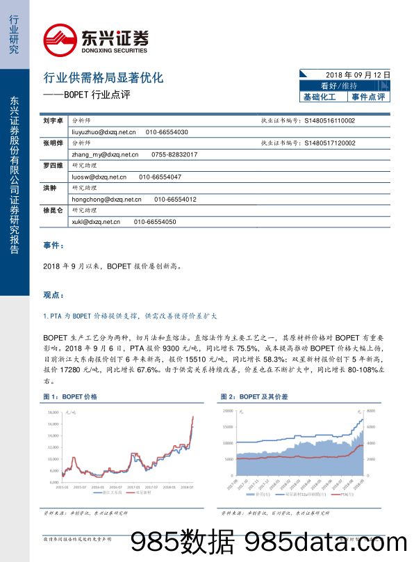 BOPET行业点评：行业供需格局显著优化_东兴证券