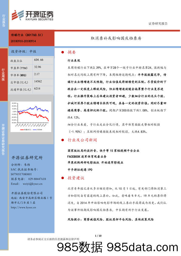 传媒行业周报：取消票补或影响国庆档票房_开源证券