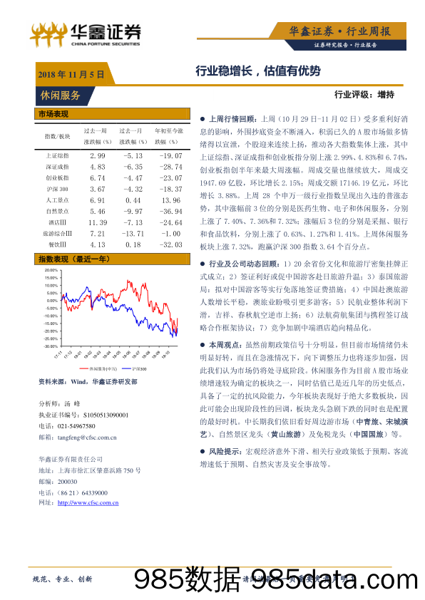 休闲服务行业周报：行业稳增长，估值有优势_华鑫证券插图