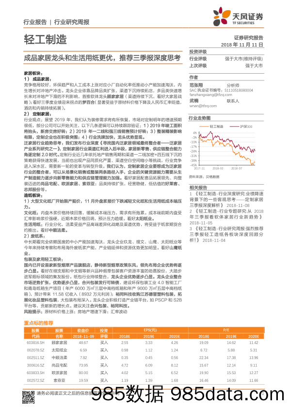 轻工制造行业研究周报：成品家居龙头和生活用纸更优，推荐三季报深度思考_天风证券插图