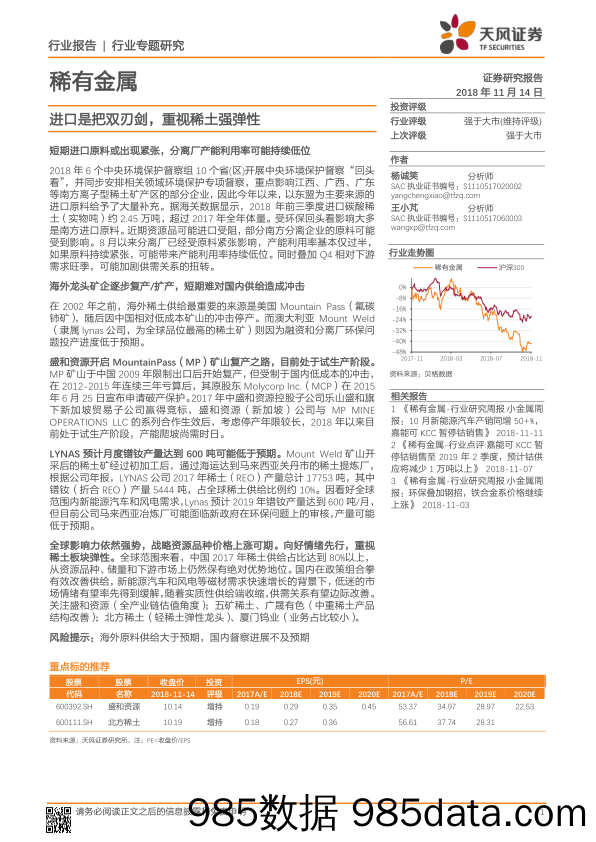 稀有金属行业专题研究：进口是把双刃剑，重视稀土强弹性_天风证券