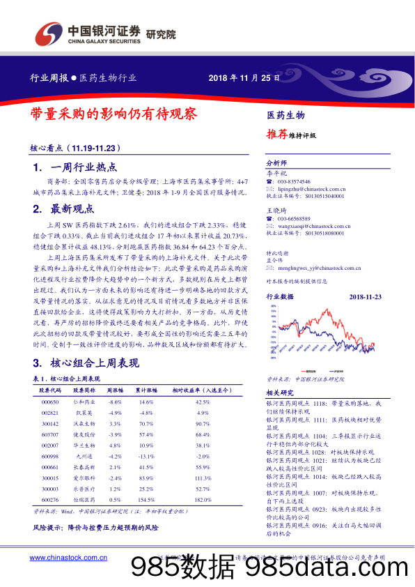 医药生物行业周报：带量采购的影响仍有待观察_中国银河