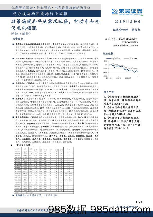 电力设备与新能源行业周报：政策偏暖和年底需求旺盛，电动车和光伏龙头领涨_东吴证券插图