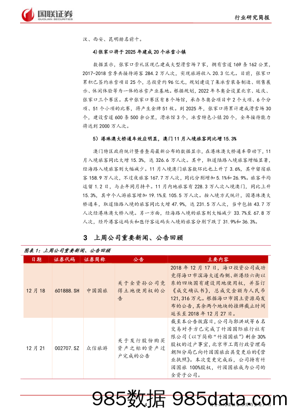 休闲服务行业周报第72期：港珠澳大桥通车效应明显，赴澳游客回暖_国联证券插图3