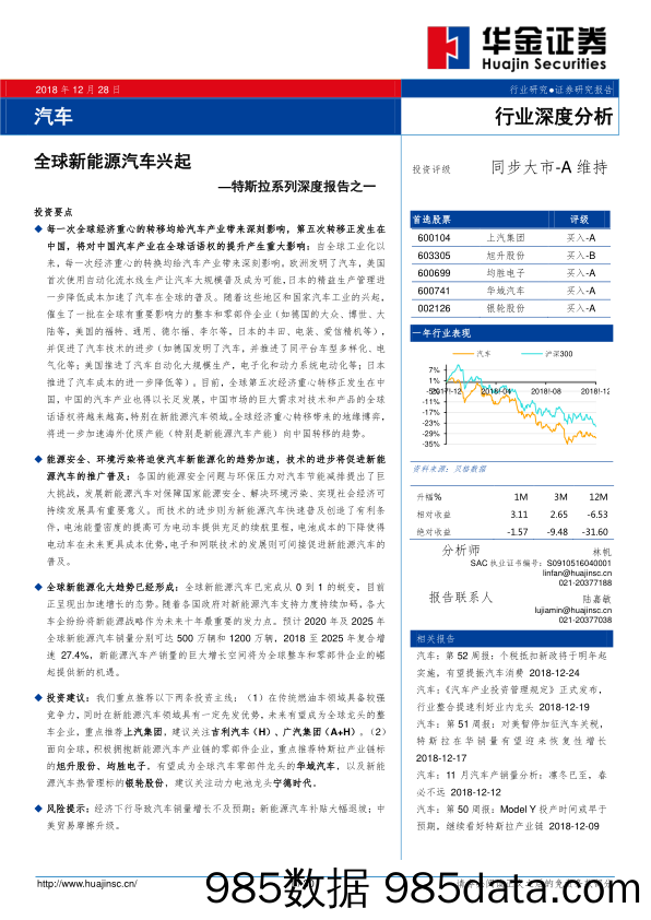 特斯拉系列深度报告之一：全球新能源汽车兴起_华金证券