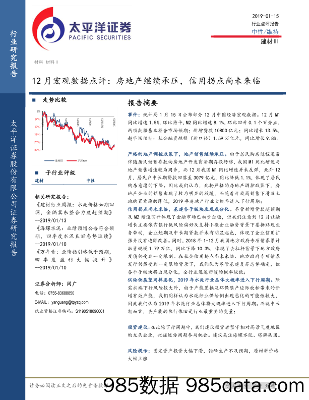 建材Ⅲ：12月宏观数据点评：房地产继续承压，信用拐点尚未来临_太平洋