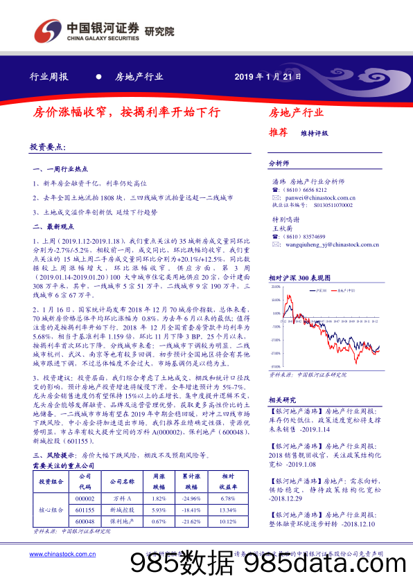 房地产行业周报：房价涨幅收窄，按揭利率开始下行_中国银河