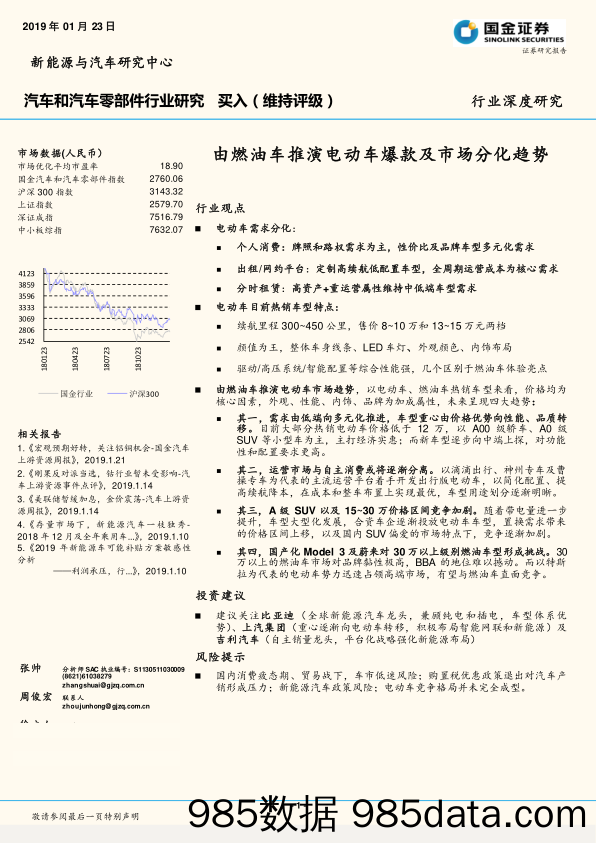 汽车和汽车零部件行业研究：由燃油车推演电动车爆款及市场分化趋势_国金证券