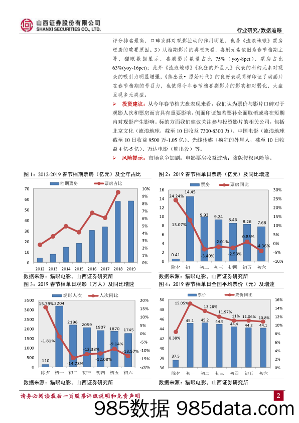 传媒 电影动画：2019春节档票房微增，国产科幻票房&口碑成功逆袭_山西证券插图1