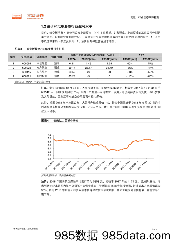 交通运输行业2018年年报业绩前瞻：油汇冲击航空业绩，铁路、快递维持正增长_平安证券插图3