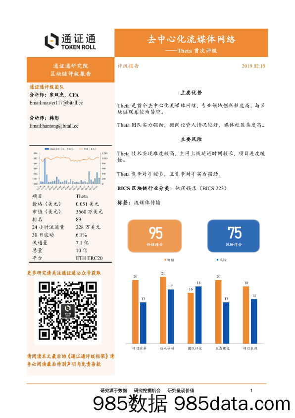 Theta首次评级：去中心化流媒体网络_通证通研究院