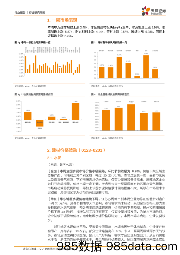 建筑材料行业研究周报：关注社融改善对建材板块的潜在积极影响_天风证券插图1