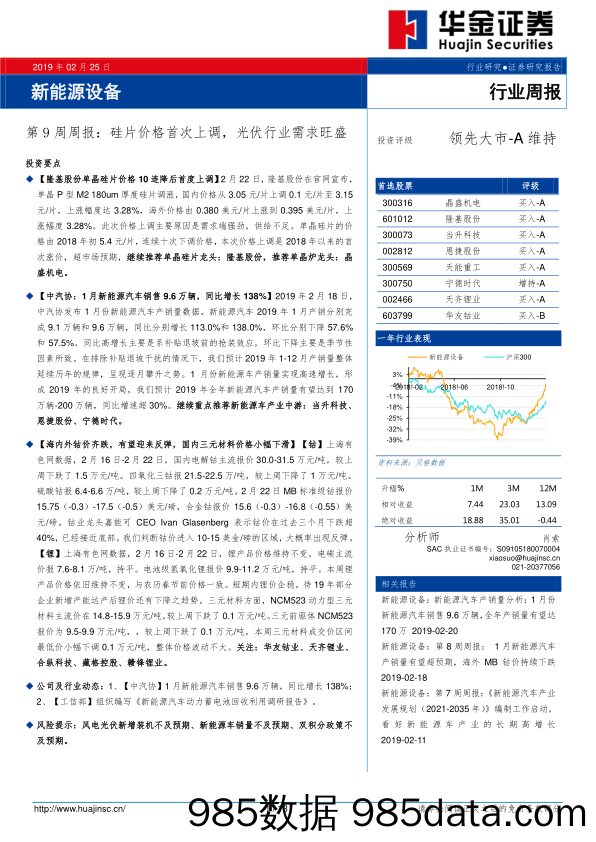 新能源设备第9周周报：硅片价格首次上调，光伏行业需求旺盛_华金证券插图