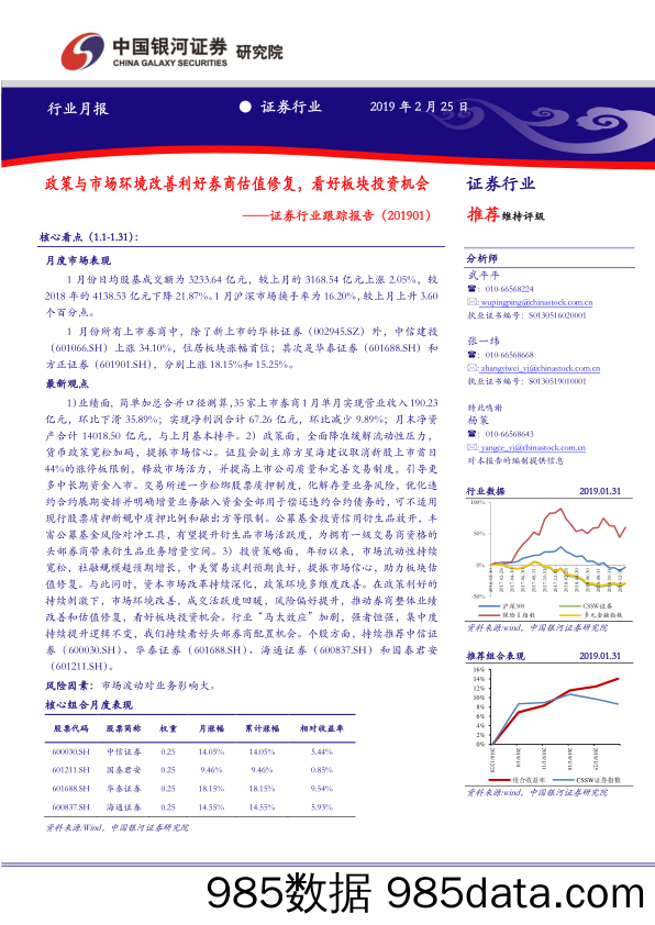 证券行业跟踪报告：政策与市场环境改善利好券商估值修复，看好板块投资机会_中国银河