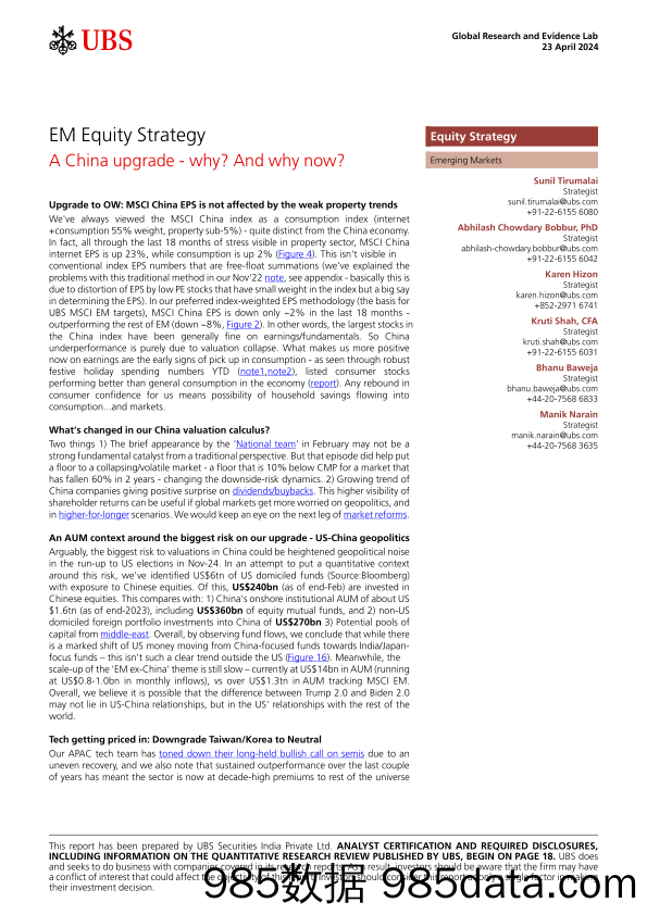 UBS Equities-EM Equity Strategy _A China upgrade - why And why now_ Tir...-107745912