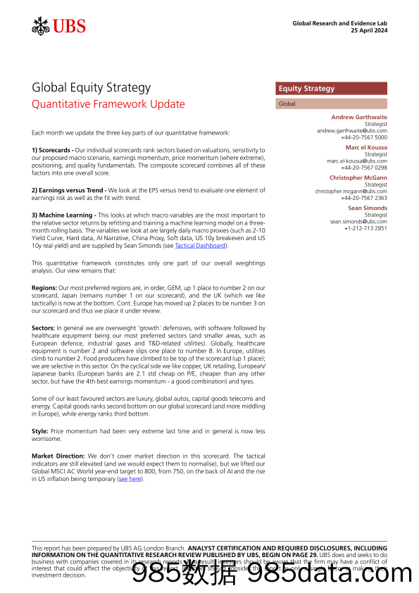 UBS Equities-Global Equity Strategy _Quantitative Framework Update_ Garth...-107812700