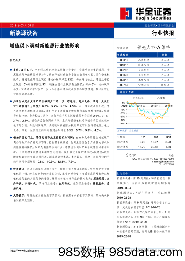 新能源设备行业快报：增值税下调对新能源行业的影响_华金证券