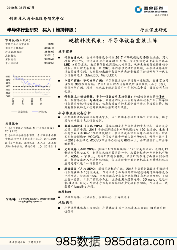 半导体行业深度研究：硬核科技代表：半导体设备重装上阵_国金证券