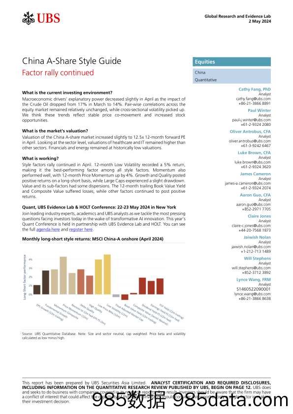 UBS Equities-China A-Share Style Guide _Factor rally continued_ Fang-107975965