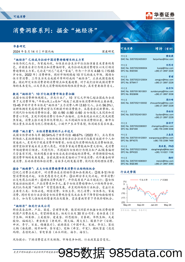 可选消费行业深度研究-消费洞察系列：掘金“她经济”-240514-华泰证券