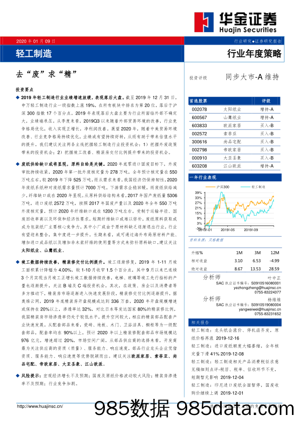 轻工制造行业年度策略：去“废”求“精”_华金证券