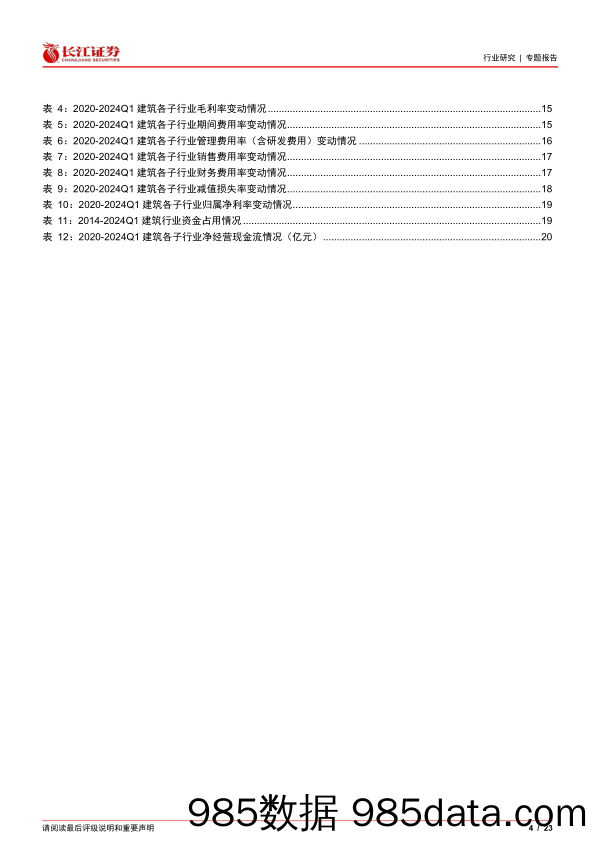 建筑行业2023年报%262024年1季报综述：收入业绩稳中有增，盈利能力改善-240514-长江证券插图3