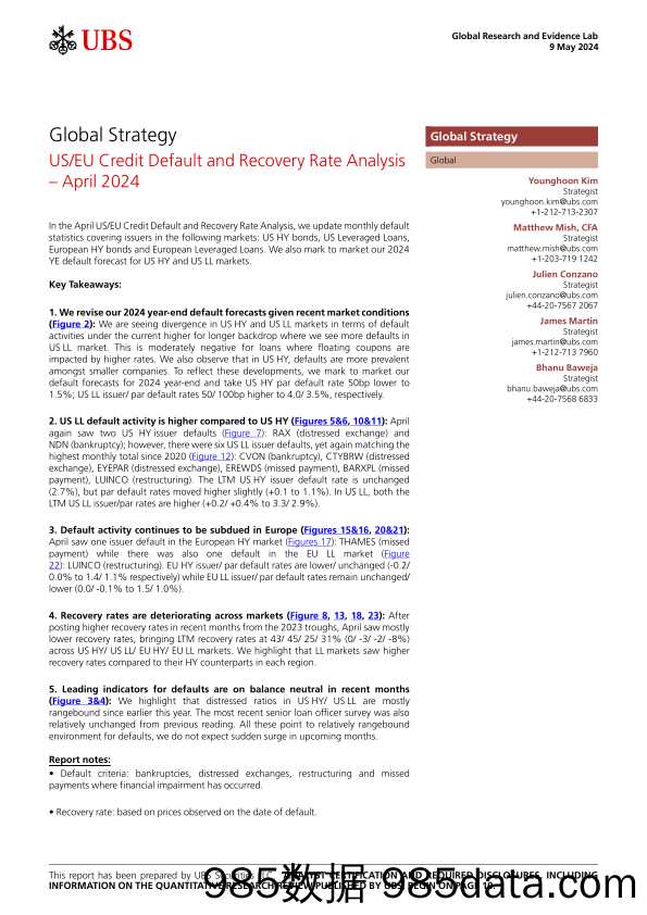 UBS Equities-Global Strategy _USEU Credit Default and Recovery Rate Anal...-108140272