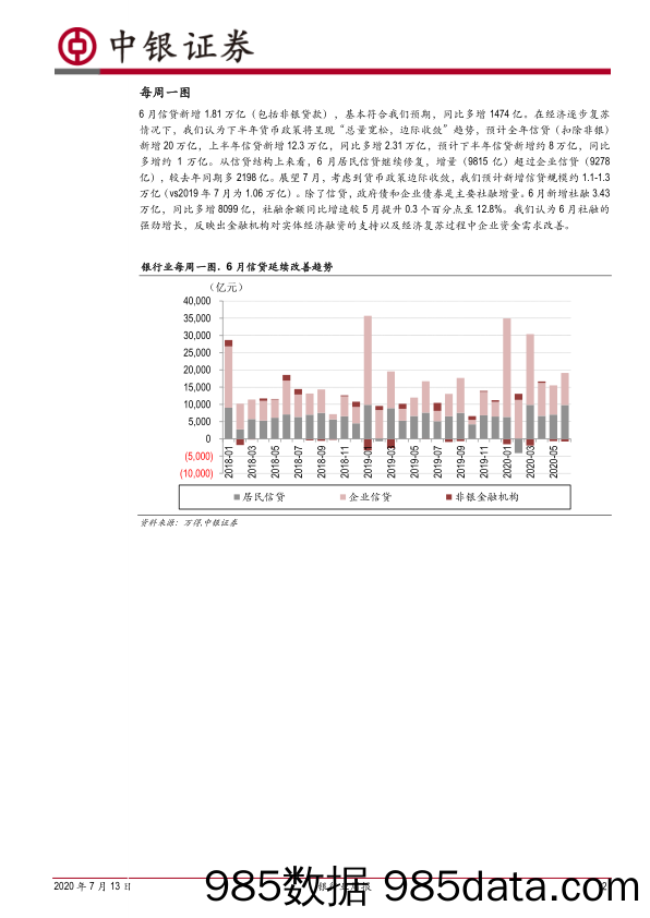 银行业周报：6月社融增长强劲，关注资管新规过渡期政策动态_中银证券插图1