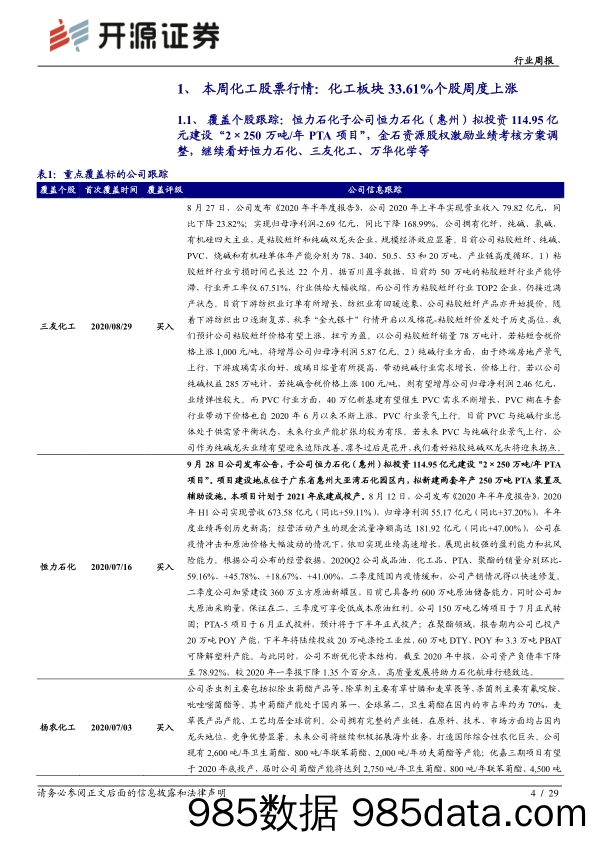 化工行业周报：继续看好周期复苏，建议关注恒力石化及三友化工_开源证券插图3