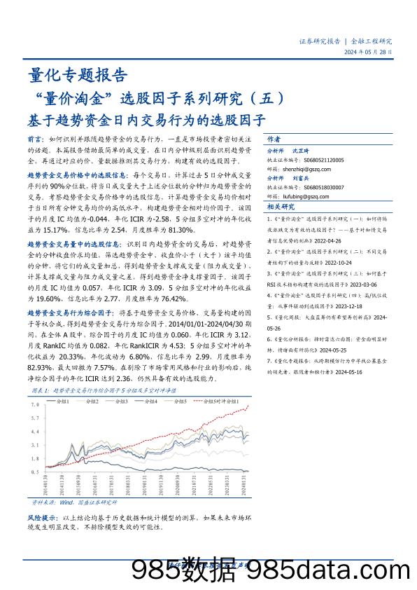 “量价淘金”选股因子系列研究(五)：基于趋势资金日内交易行为的选股因子-240528-国盛证券