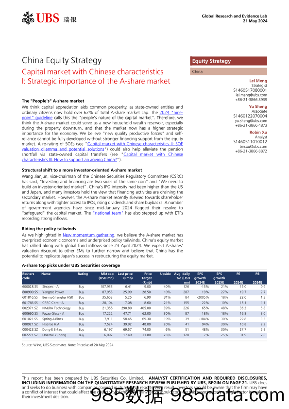 UBS Equities-China Equity Strategy _Capital market with Chinese character...-108315260