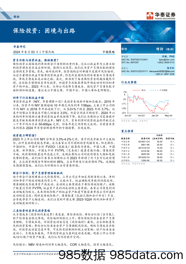 保险行业中期策略-保险投资：困境与出路-240603-华泰证券