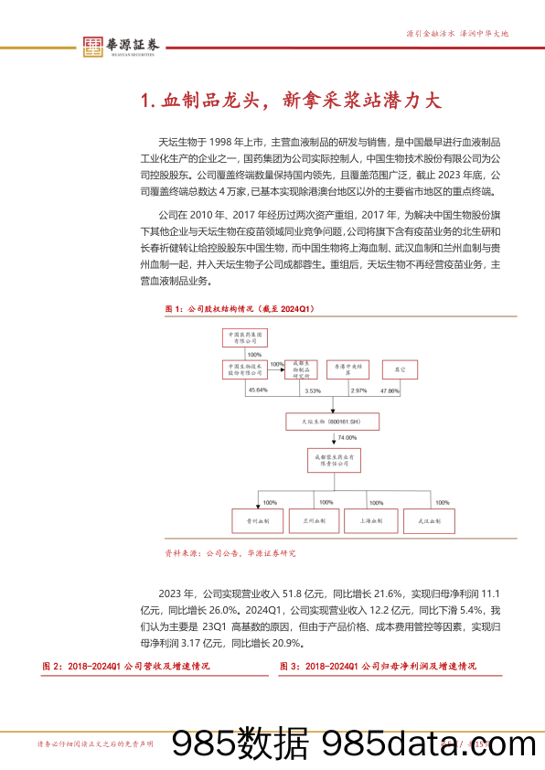 天坛生物-600161.SH-血制品龙头，十四五期间采浆站数量大幅增长-20240526-华源证券插图4