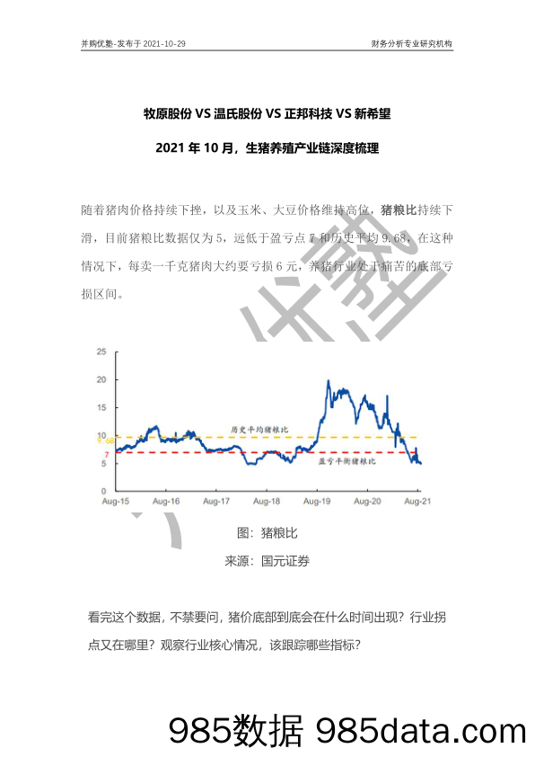 牧原股份VS温氏股份VS正邦科技VS新希望：2021年10月，生猪养殖产业链深度梳理_并购优塾