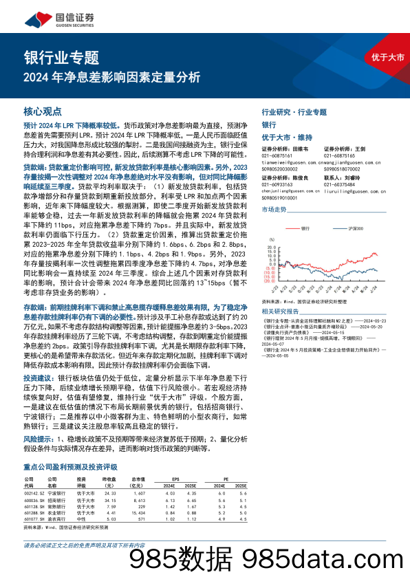 银行业专题：2024年净息差影响因素定量分析-240604-国信证券