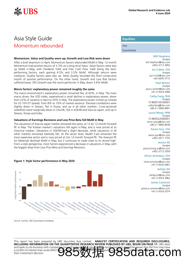 UBS Equities-Asia Style Guide _Momentum rebounded_ Stephens-108552200