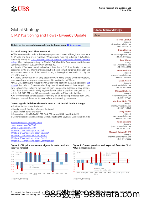 UBS Equities-Global Strategy _CTAs Positioning and Flows - Biweekly Upda...-108603496