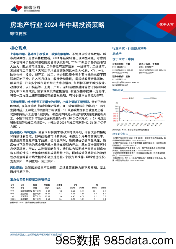 房地产行业2024年中期投资策略：等待复苏-240612-国信证券