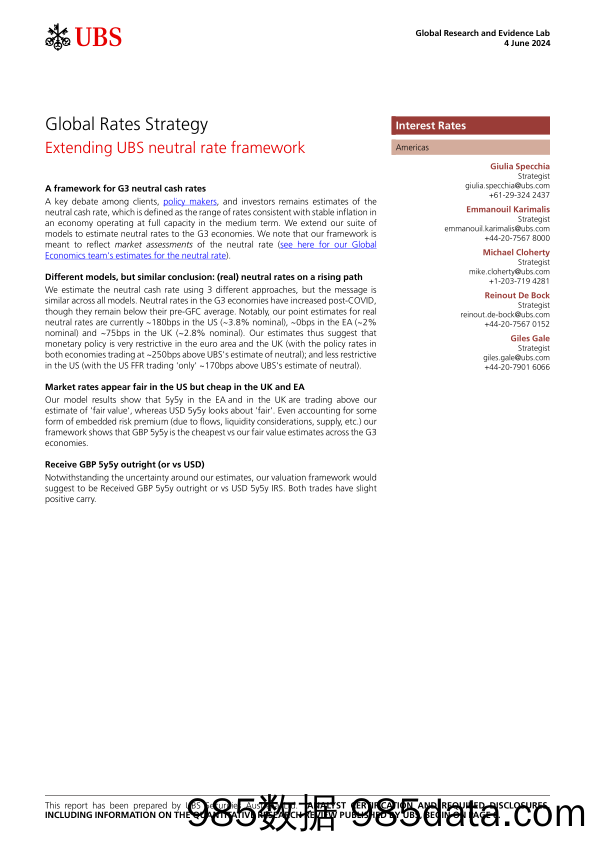 UBS Fixed Income-Global Rates Strategy _Extending UBS neutral rate framework_…-108546472插图