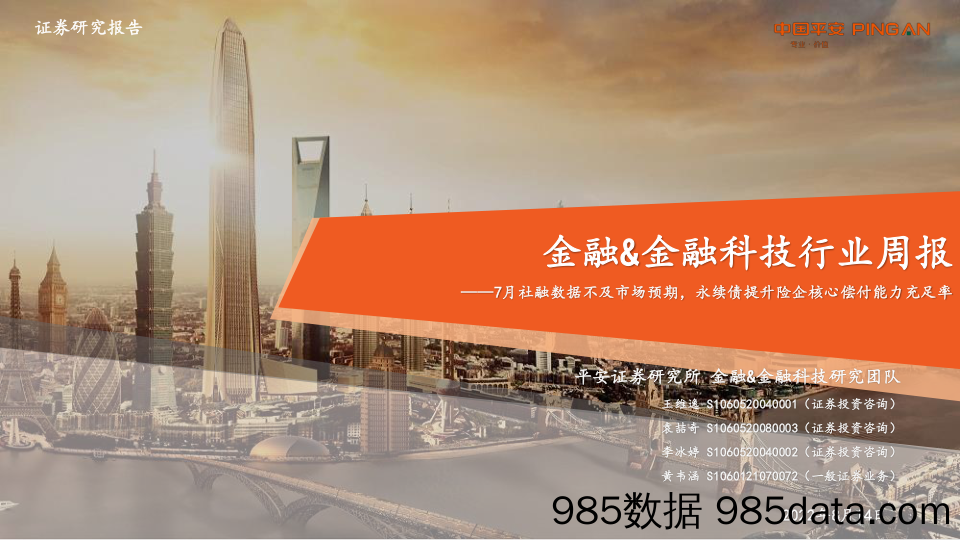 金融&金融科技行业周报：7月社融数据不及市场预期，永续债提升险企核心偿付能力充足率_平安证券插图