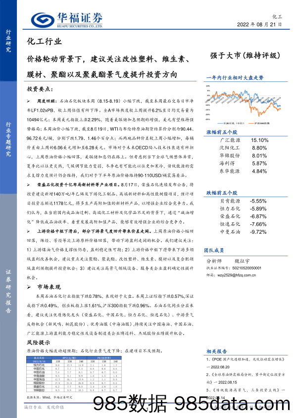 化工行业：价格轮动背景下，建议关注改性塑料、维生素、膜材、聚酯以及聚氨酯景气度提升投资方向_华福证券插图