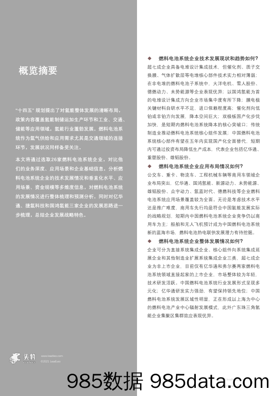 2022年中国氢能研究系列（四）：燃料电池系统企业盘点（亿华通、捷氢科技、国鸿氢能）（摘要版）_头豹研究院插图1