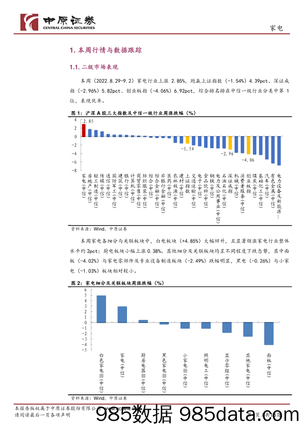 家电行业周报：行业龙头增长稳健，市场消费有望回暖_中原证券插图3