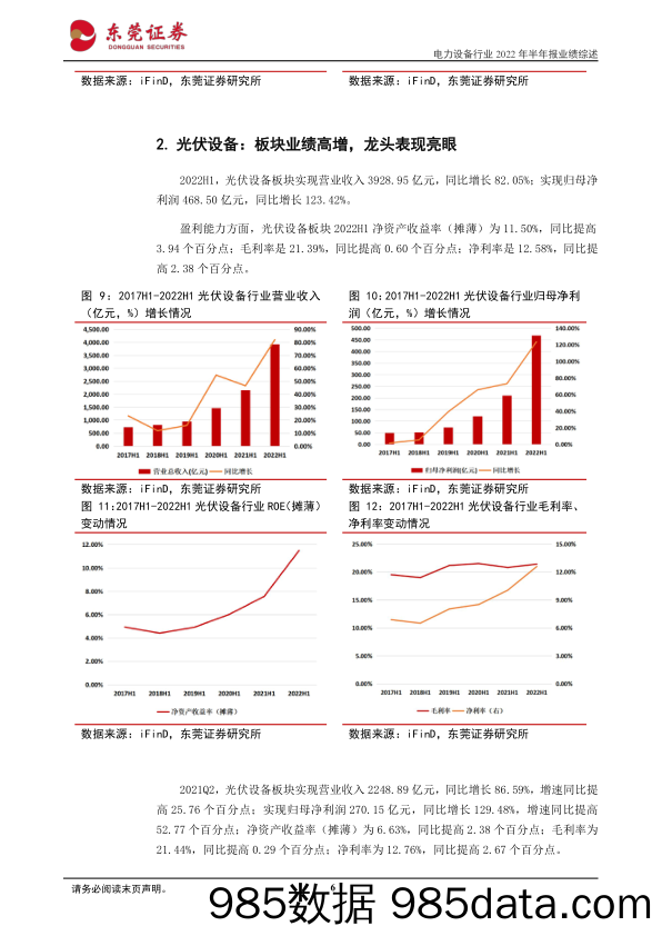 电力设备行业2022年半年报业绩综述：光伏行业保持高增长，新能源延续高景气_东莞证券插图5