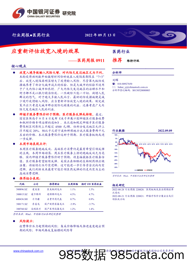 医药周报：应重新评估放宽入境的效果_中国银河